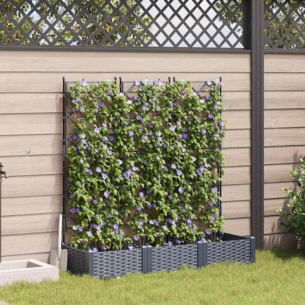 Vaso da Giardino con Trellis 3 pcs Grigio 120 x 40 x 125.5 cm 42002862