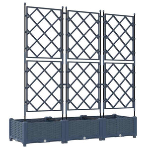 Vaso da Giardino con Trellis 3 pcs Grigio 120 x 40 x 125.5 cm 42002862