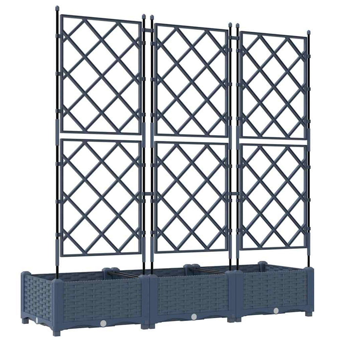 Vaso da Giardino con Trellis 3 pcs Grigio 120 x 40 x 125.5 cm 42002862