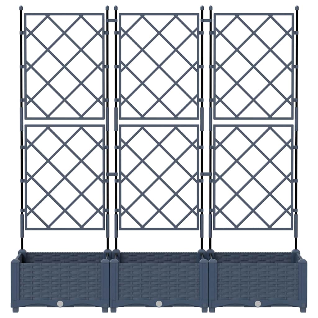Vaso da Giardino con Trellis 3 pcs Grigio 120 x 40 x 125.5 cm 42002862