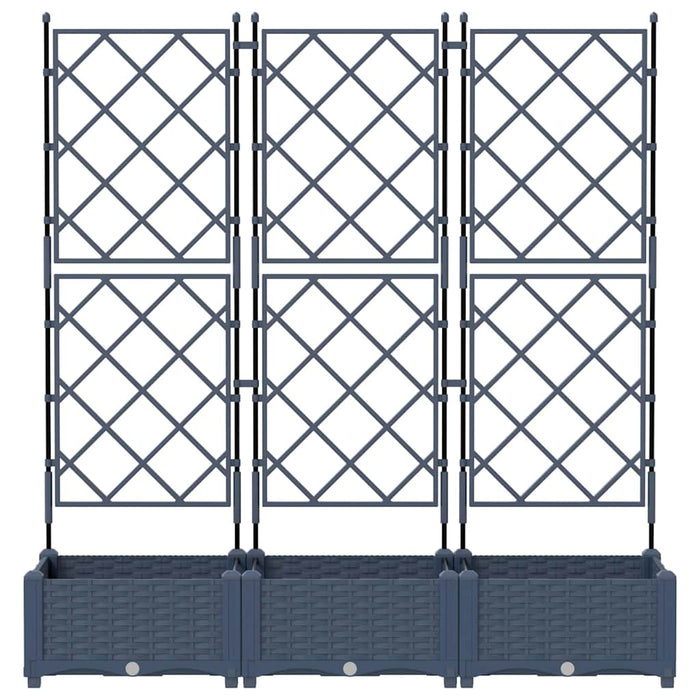 Vaso da Giardino con Trellis 3 pcs Grigio 120 x 40 x 125.5 cm 42002862