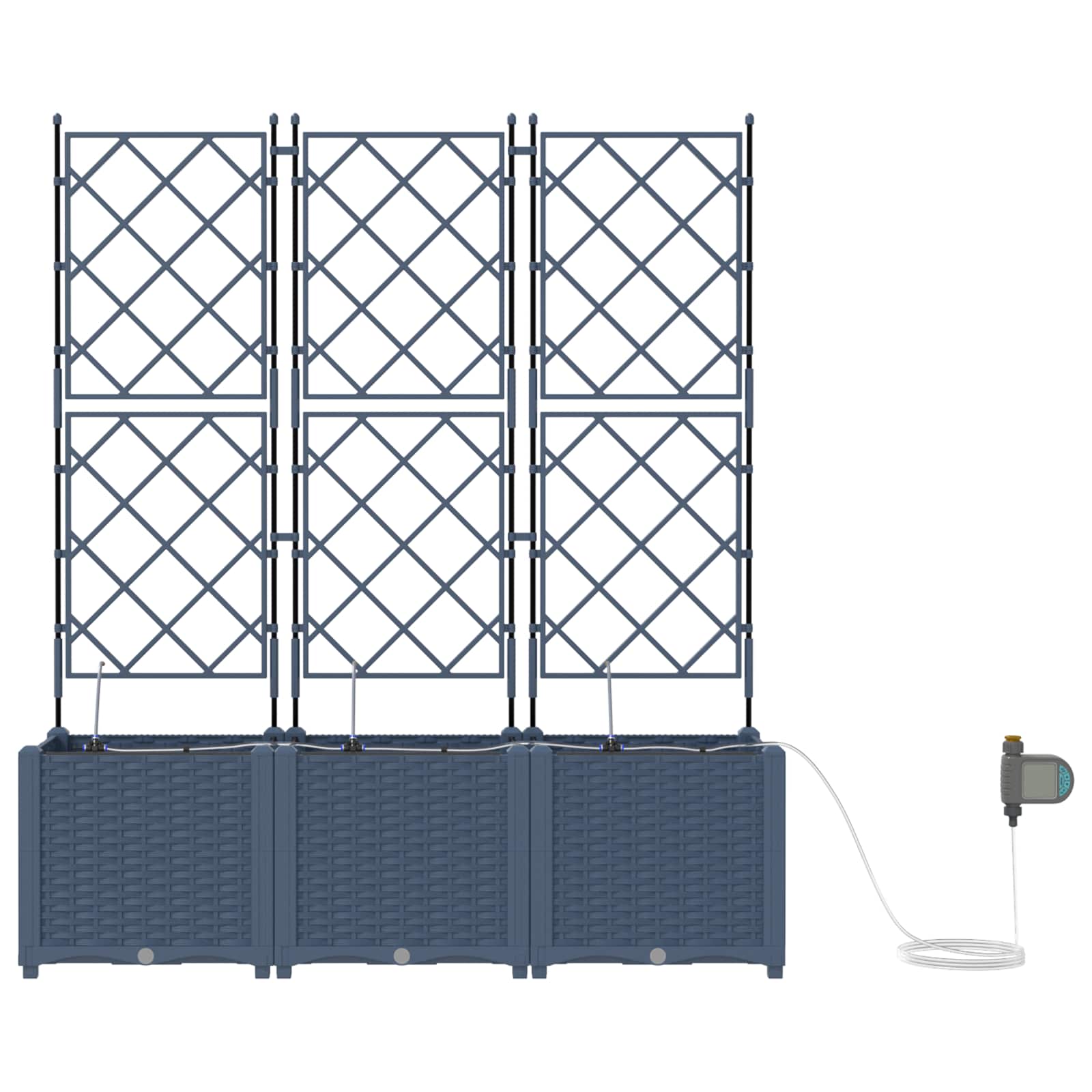 Vaso da Giardino con Trellis 3 pcs Grigio 120 x 40 x 143 cm PP 42002863