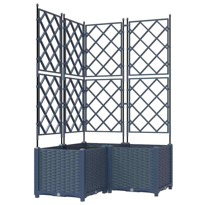 Vaso da Giardino con Trellis 3 pcs Grigio 80 x 80 x 143 cm PP 42002864