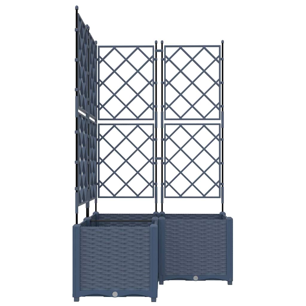 Vaso da Giardino con Trellis 3 pcs Grigio 80 x 80 x 143 cm PP 42002864