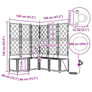 Vaso da giardino Grigio 40 x 40 x 126 cm Acciaio 42002871
