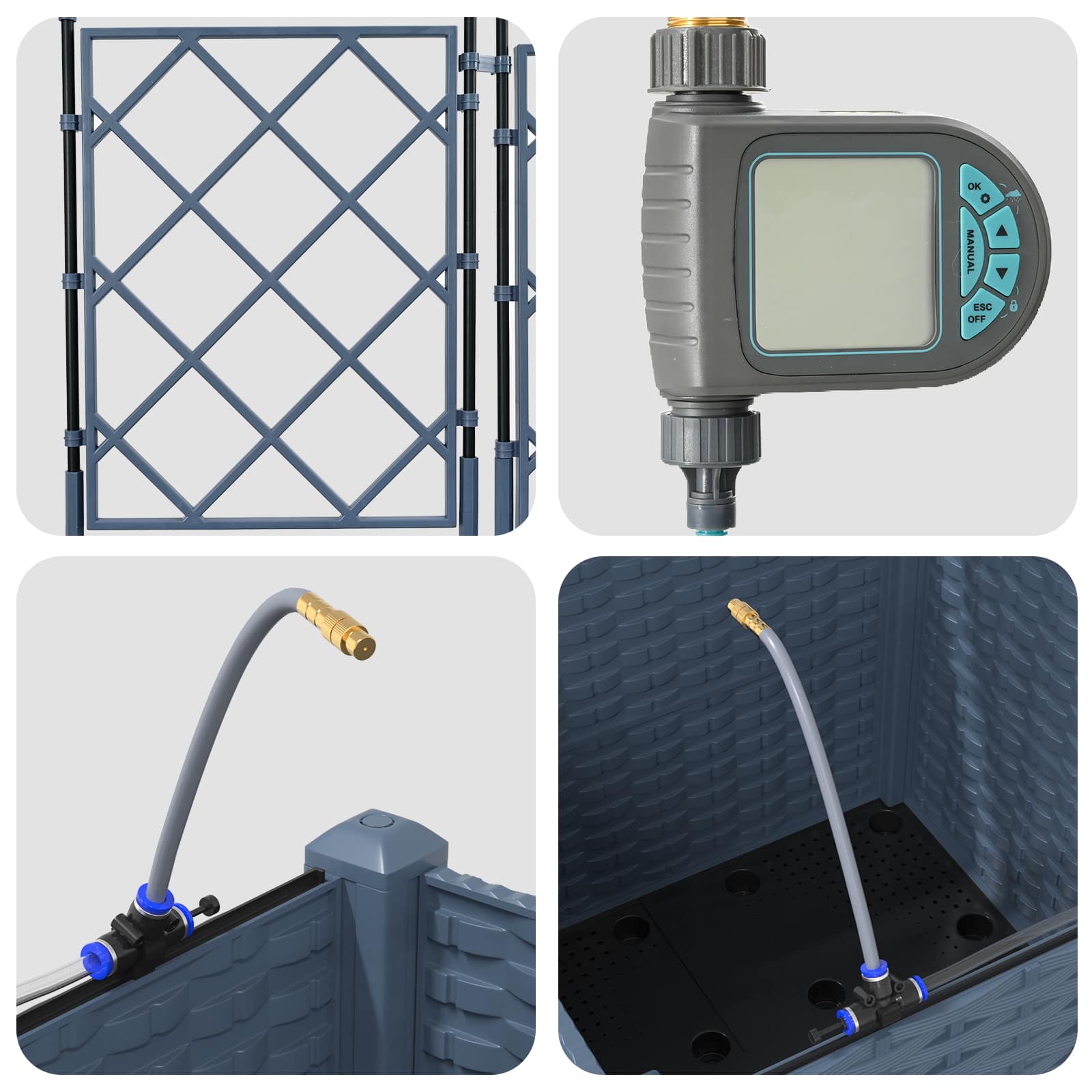 Vaso da giardino-Fioriera Esterno-Contenitore per Piante Grigio 40 x 40 x 142 cm Acciaio