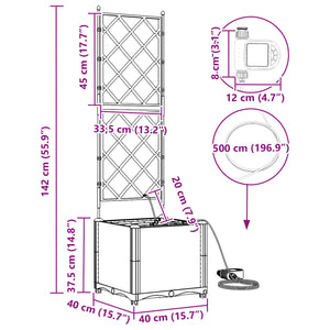 Vasi da giardino Grigio 40 x 40 x 142 cm Acciaio 42002872