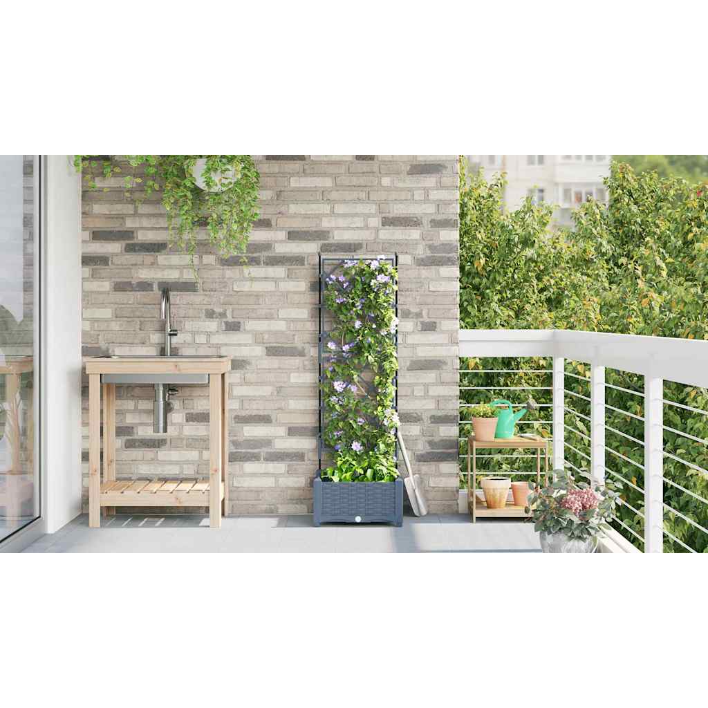 Vaso da Giardino con Trellis Grigio chiaro 40 x 40 x 125.5 cm 42002881