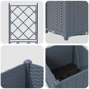Vaso da Giardino con Trellis Grigio chiaro 40 x 40 x 143 cm PP 42002882