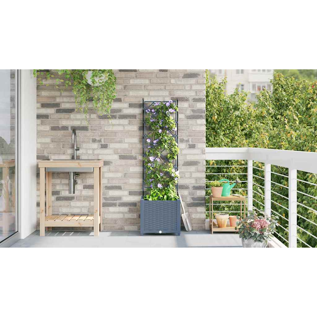 Vaso da Giardino con Trellis Grigio chiaro 40 x 40 x 143 cm PP 42002882
