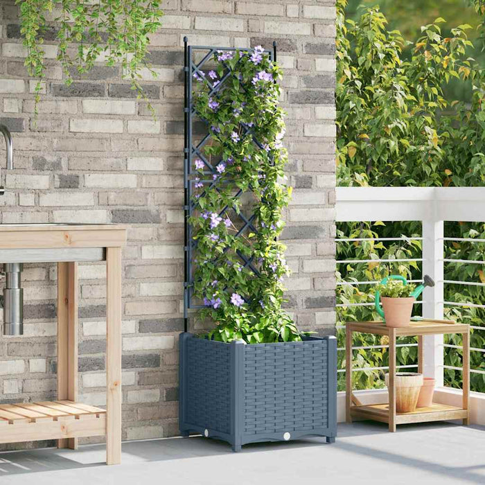 Vaso da Giardino con Trellis Grigio chiaro 40 x 40 x 143 cm PP 42002882