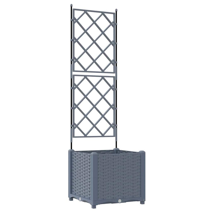 Vaso da Giardino con Trellis Grigio chiaro 40 x 40 x 143 cm PP 42002882