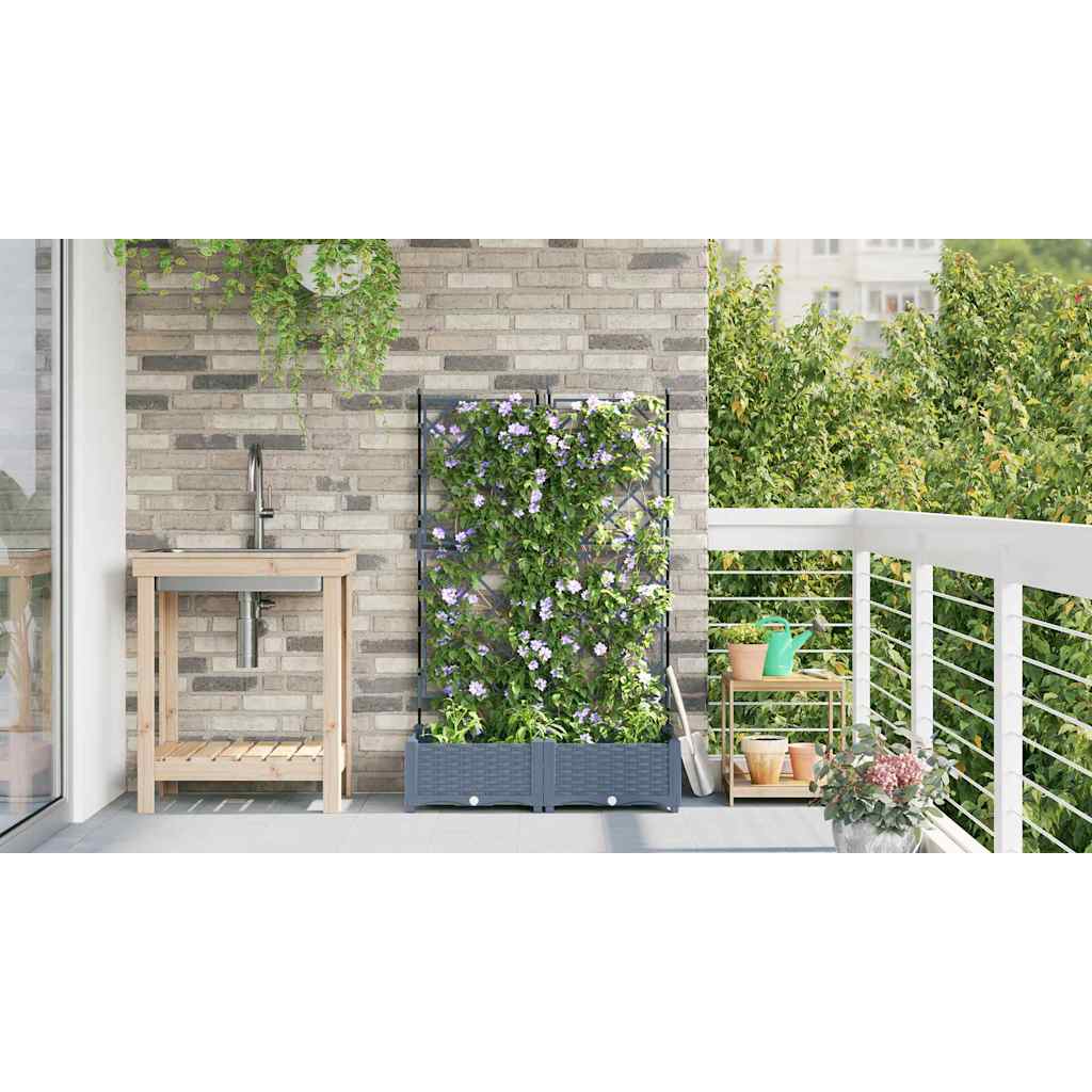 Vaso da Giardino con Trellis 2 pcs Grigio chiaro 42002883