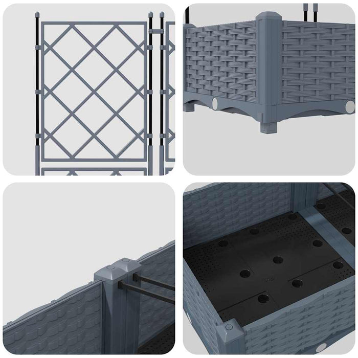 Vaso da Giardino con Trellis 3 pcs Grigio chiaro 42002885