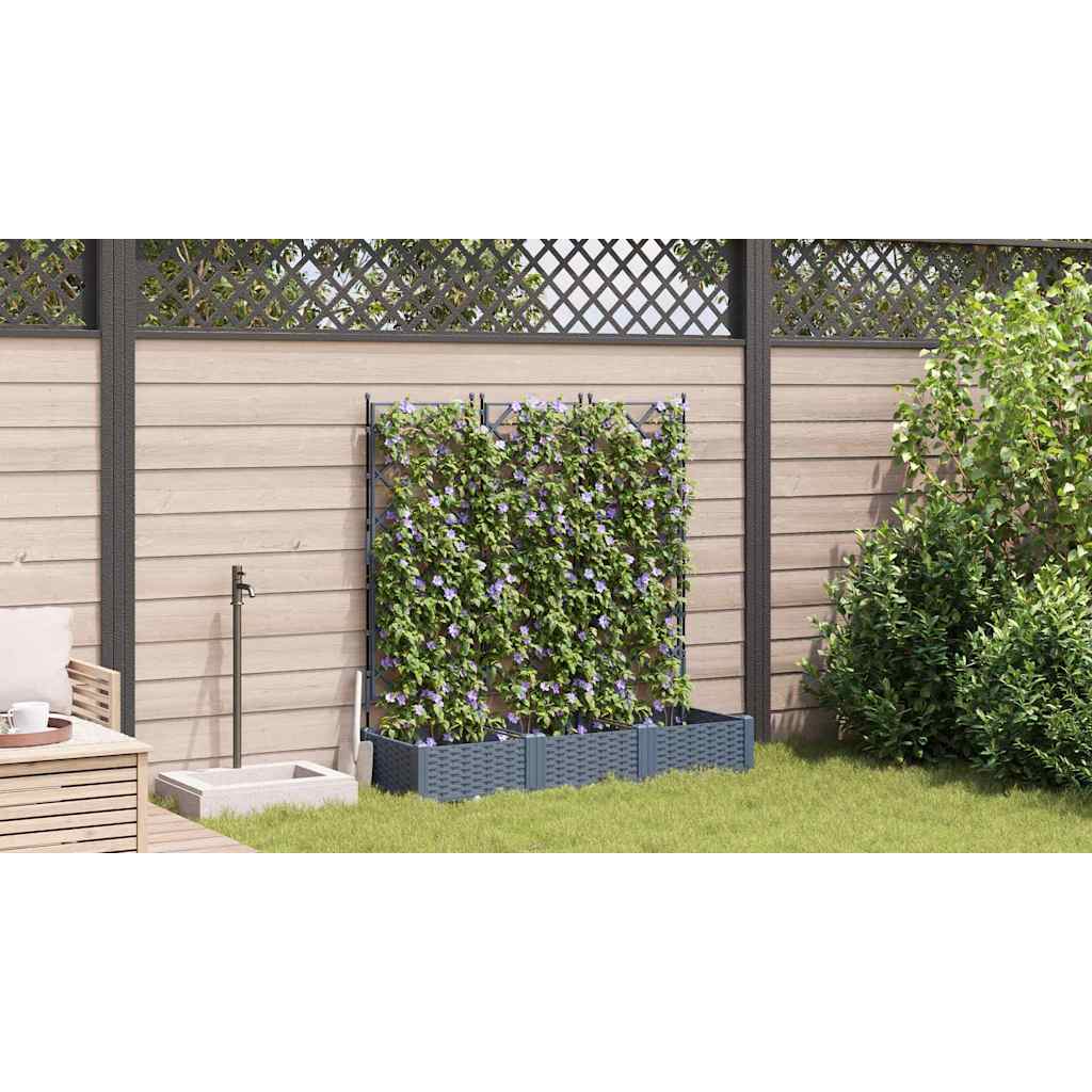 Vaso da Giardino con Trellis 3 pcs Grigio chiaro 42002885