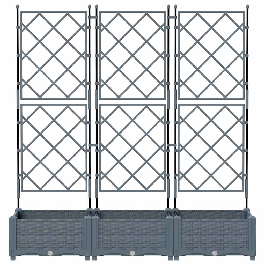 Vaso da Giardino con Trellis 3 pcs Grigio chiaro 42002885