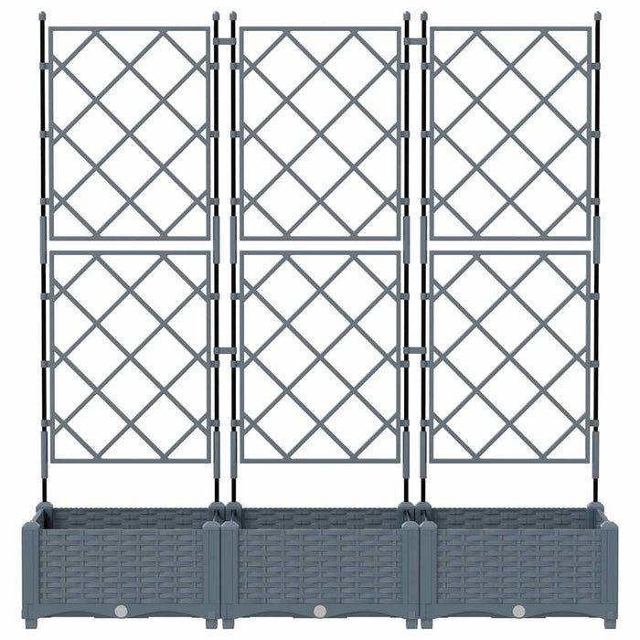 Vaso da Giardino con Trellis 3 pcs Grigio chiaro 42002885
