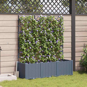 Vaso da giardino 3 pz-Set di 3 Fioriera da Esterno-Contenitore per Piante Grigio Chiaro 120 x 40 x 143 cm Acciaio
