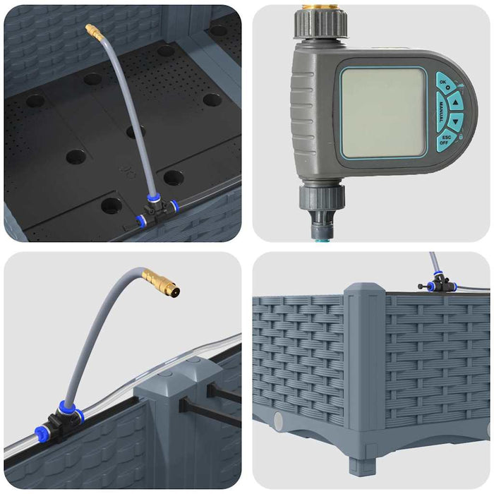 Vaso da giardino 4 pz-Set di 4 Fioriera da Esterno-Contenitore per Piante Grigio Chiaro Acciaio 274737