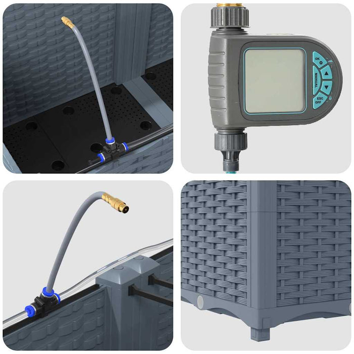 Vaso da giardino 2 pz-Set di 2 Fioriera da Esterno-Contenitore per Piante Grigio Chiaro Acciaio 138124