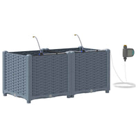 Vaso da giardino 2 pz-Set di 2 Fioriera da Esterno-Contenitore per Piante Grigio Chiaro Acciaio 138124