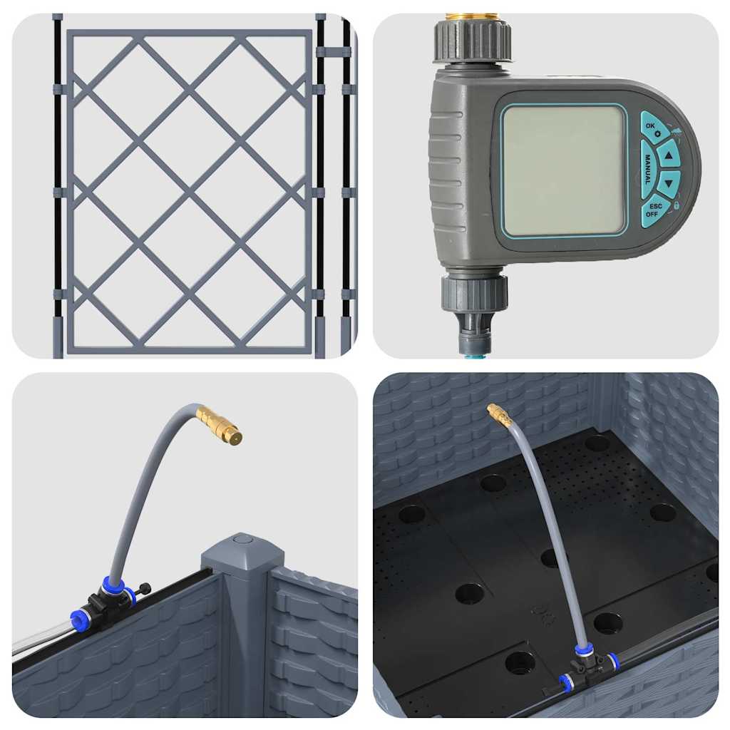 Vasi da giardino Grigio chiaro 40 x 40 x 126 cm Acciaio 42002894