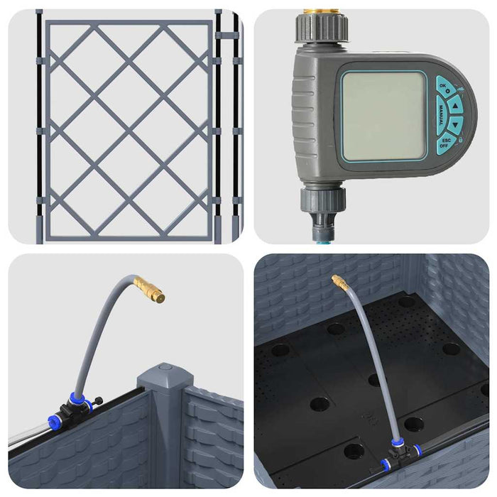 Vasi da giardino Grigio chiaro 40 x 40 x 126 cm Acciaio 42002894