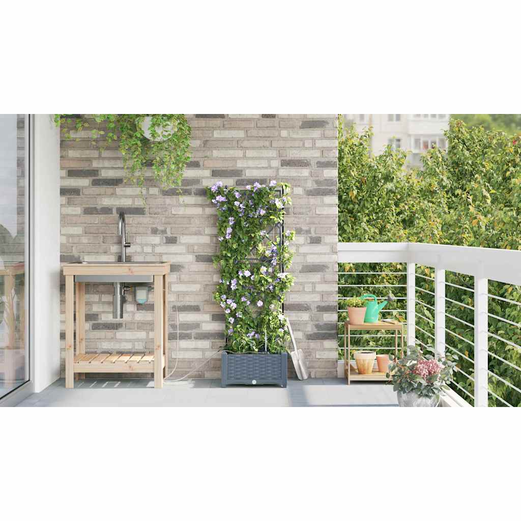 Vasi da giardino Grigio chiaro 40 x 40 x 126 cm Acciaio 42002894
