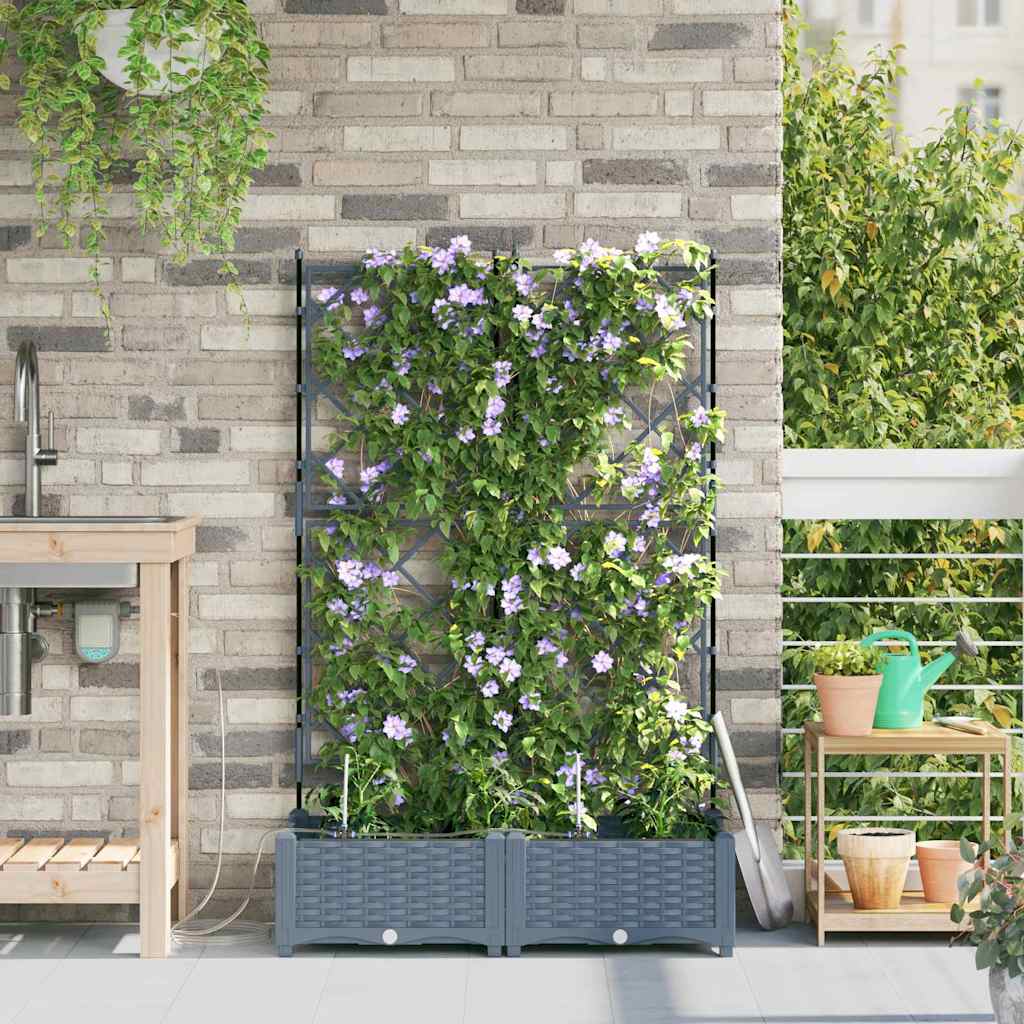 Vasi da giardino Grigio chiaro 80 x 40 x 126 cm Acciaio 42002896