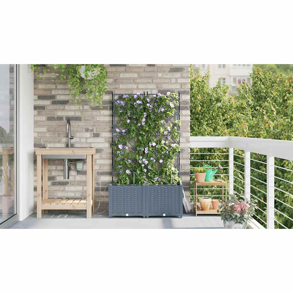 Vasi da giardino Grigio chiaro 80 x 40 x 142 cm Acciaio 42002897
