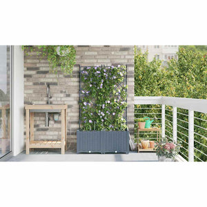 Vasi da giardino Grigio chiaro 80 x 40 x 142 cm Acciaio 42002897