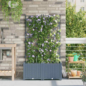 Vasi da giardino Grigio chiaro 80 x 40 x 142 cm Acciaio 42002897