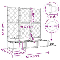 Vasi da giardino Grigio chiaro 120 x 40 x 126 cm Acciaio 42002898