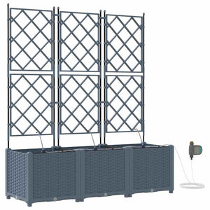 Vaso da giardino 3 pz-Set di 3 Fioriera da Esterno-Contenitore per Piante Grigio Chiaro Acciaio 947426