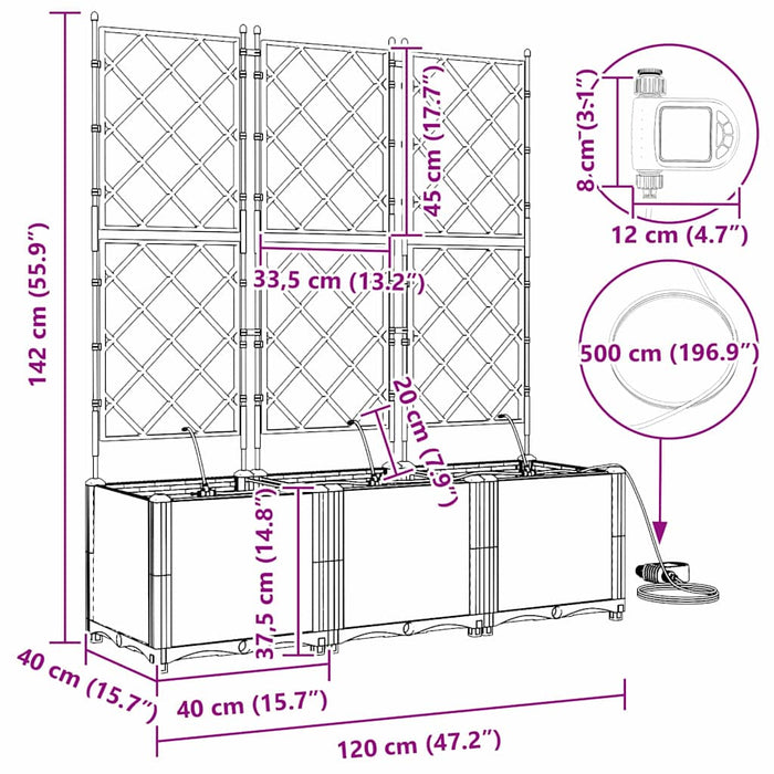 Vasi da giardino Grigio chiaro 120 x 40 x 142 cm Acciaio 42002899