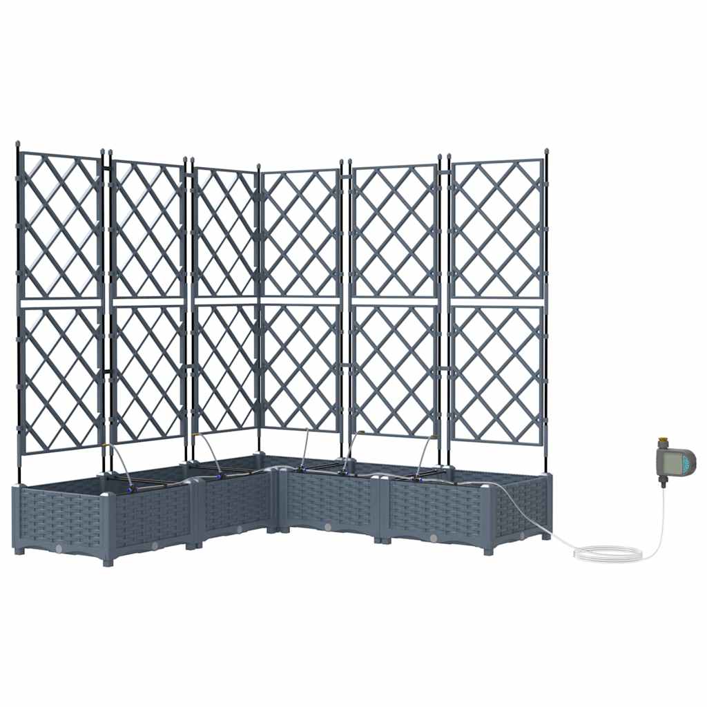 Vaso da giardino 5 pz-Set di 5 Fioriera da Esterno-Contenitore per Piante Grigio Chiaro Acciaio 229546