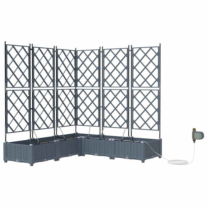 Vaso da giardino 5 pz-Set di 5 Fioriera da Esterno-Contenitore per Piante Grigio Chiaro Acciaio 229546