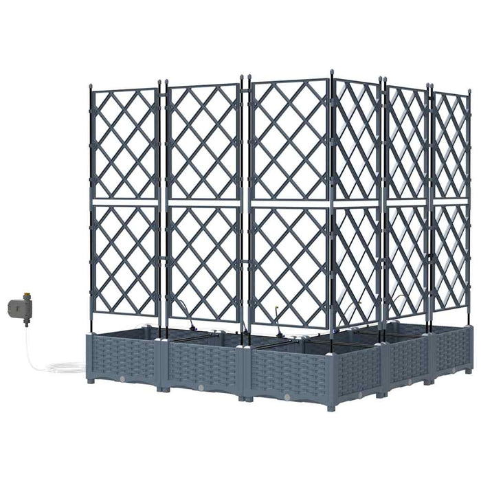 Vaso da giardino 5 pz-Set di 5 Fioriera da Esterno-Contenitore per Piante Grigio Chiaro Acciaio 229546