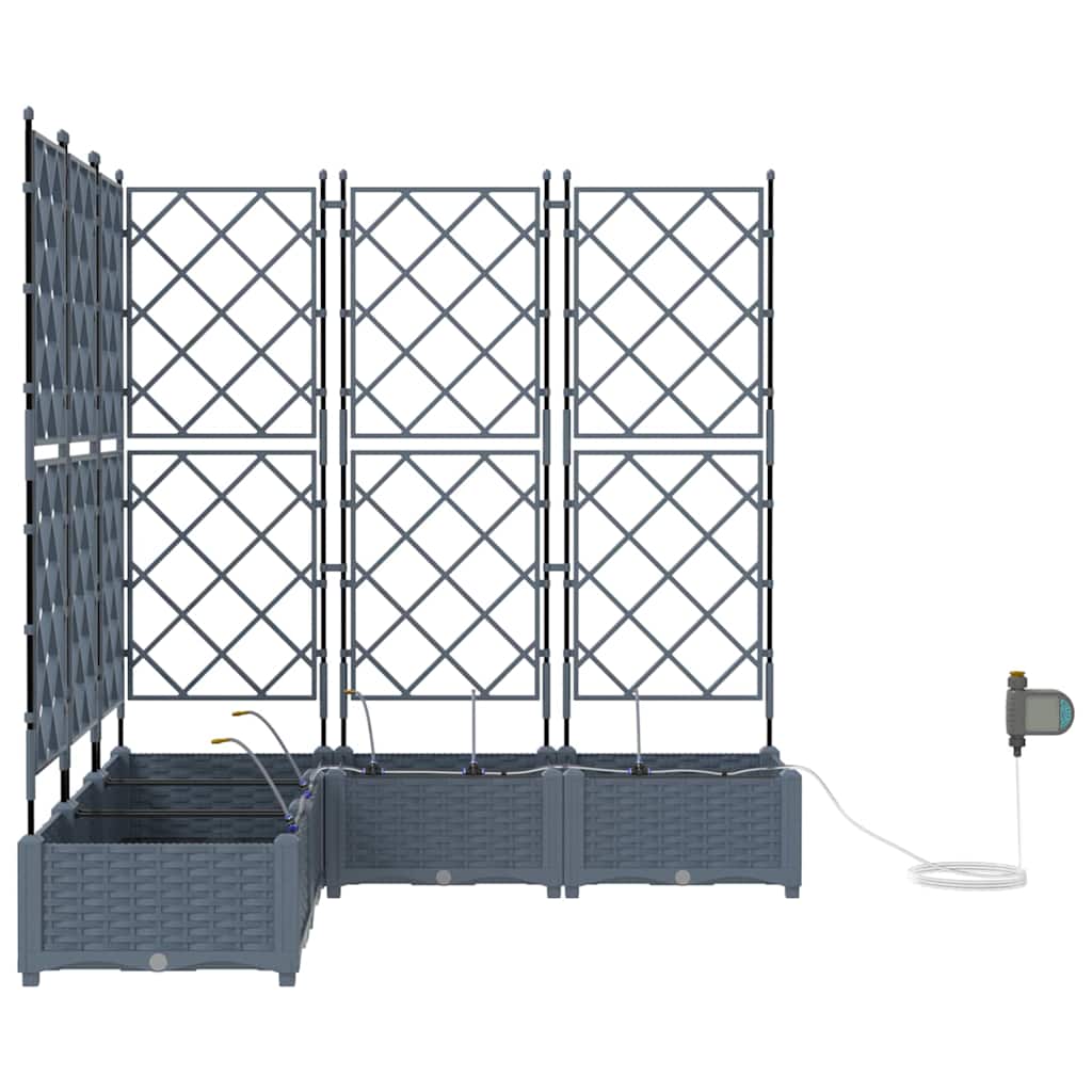 Vaso da giardino 5 pz-Set di 5 Fioriera da Esterno-Contenitore per Piante Grigio Chiaro Acciaio 229546