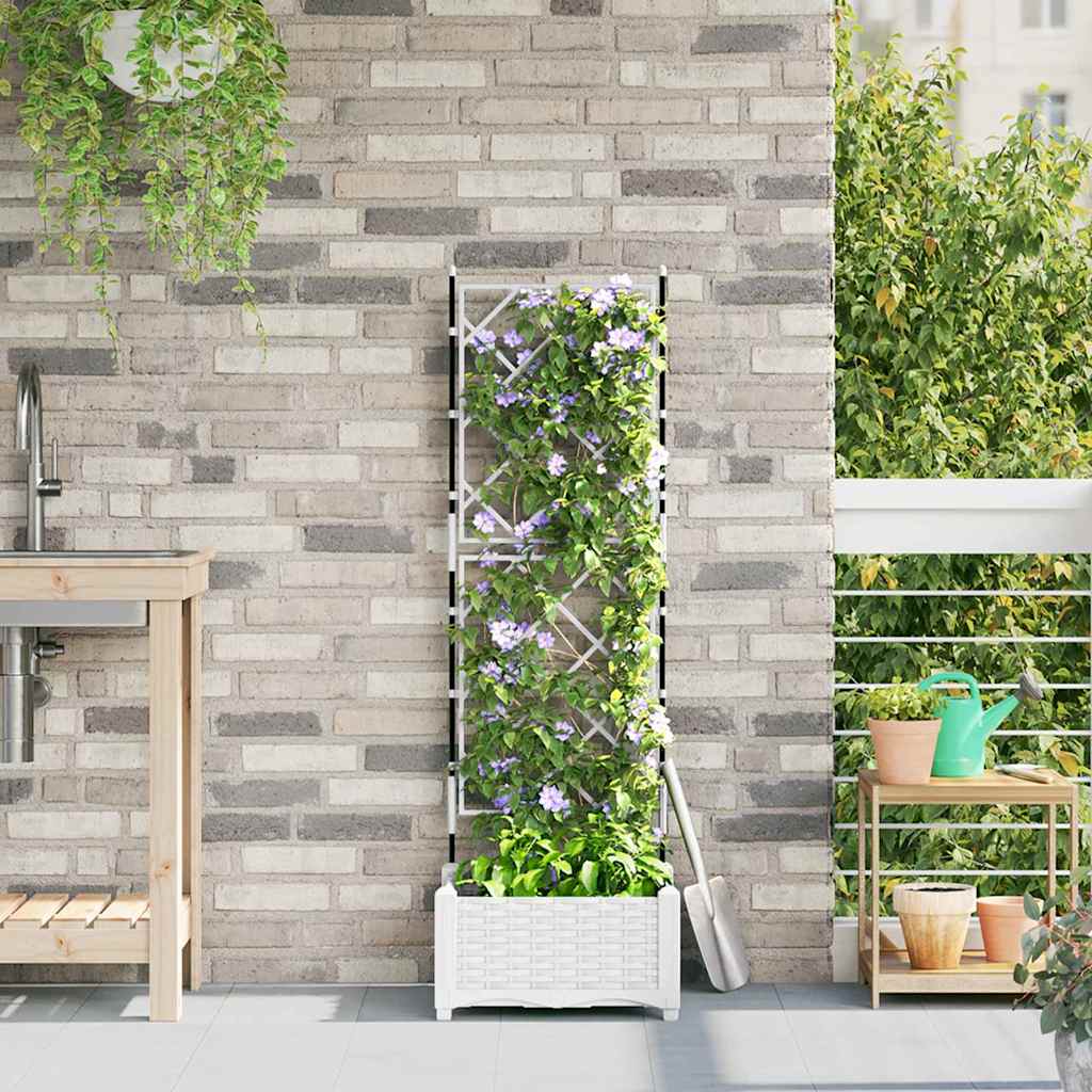 Vaso da Giardino con Trellis Bianco 40 x 40 x 125.5 cm PP 42002903