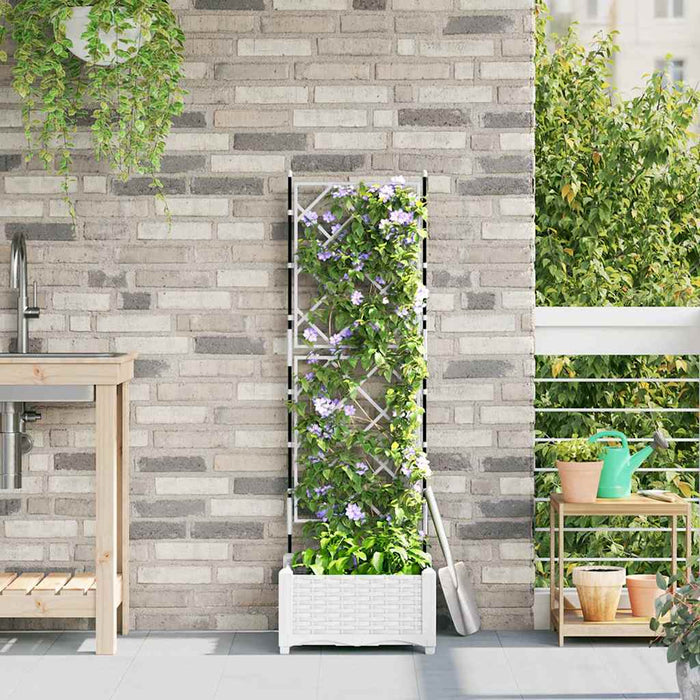 Vaso da Giardino con Trellis Bianco 40 x 40 x 125.5 cm PP 42002903