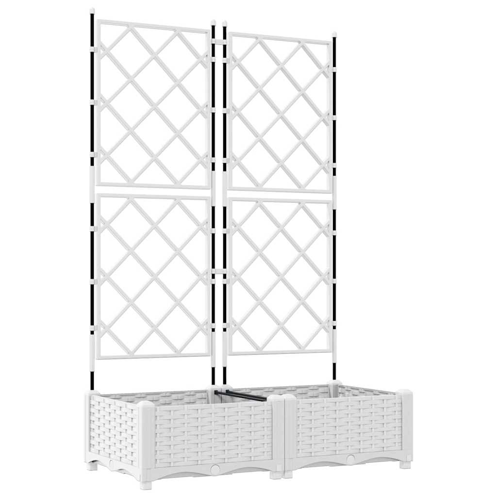 Vaso da Giardino con Trellis 2 pcs Bianco 80 x 40 x 125.5 cm PP 42002905