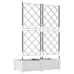 Vaso da Giardino con Trellis 2 pcs Bianco 80 x 40 x 125.5 cm PP 42002905