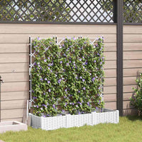 Vaso da giardino 3 pz-Set di 3 Fioriera da Esterno-Contenitore per Piante Bianco 120 x 40 x 125,5 cm Acciaio
