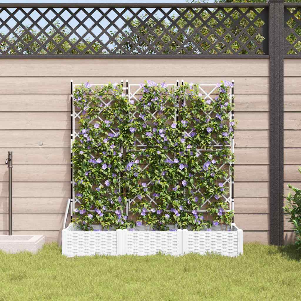 Vaso da giardino 3 pz-Set di 3 Fioriera da Esterno-Contenitore per Piante Bianco 120 x 40 x 125,5 cm Acciaio