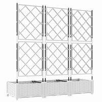 Vaso da giardino 3 pz-Set di 3 Fioriera da Esterno-Contenitore per Piante Bianco 120 x 40 x 125,5 cm Acciaio