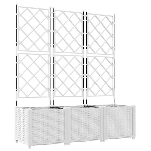 Vaso da giardino 3 pz-Set di 3 Fioriera da Esterno-Contenitore per Piante Bianco 120 x 40 x 143 cm Acciaio