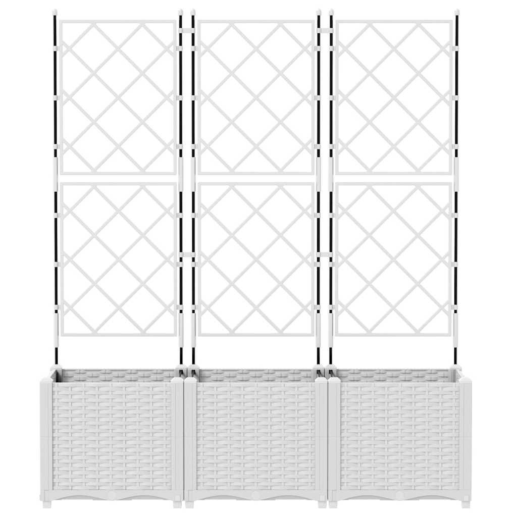 Vaso da Giardino con Trellis 3 pcs Bianco 120 x 40 x 143 cm PP 42002908