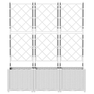 Vaso da Giardino con Trellis 3 pcs Bianco 120 x 40 x 143 cm PP 42002908