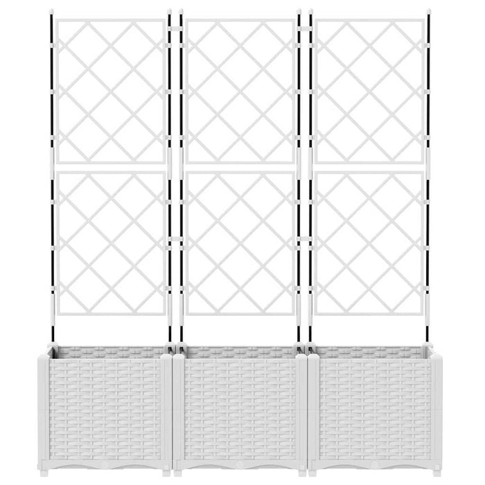 Vaso da Giardino con Trellis 3 pcs Bianco 120 x 40 x 143 cm PP 42002908